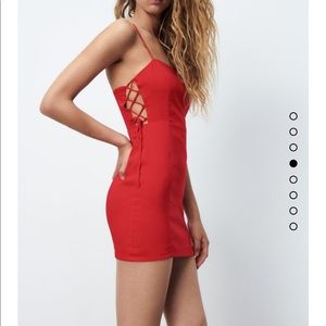 ZARA Tied Linen Blend Mini Dress, Red, Small, Worn Once!